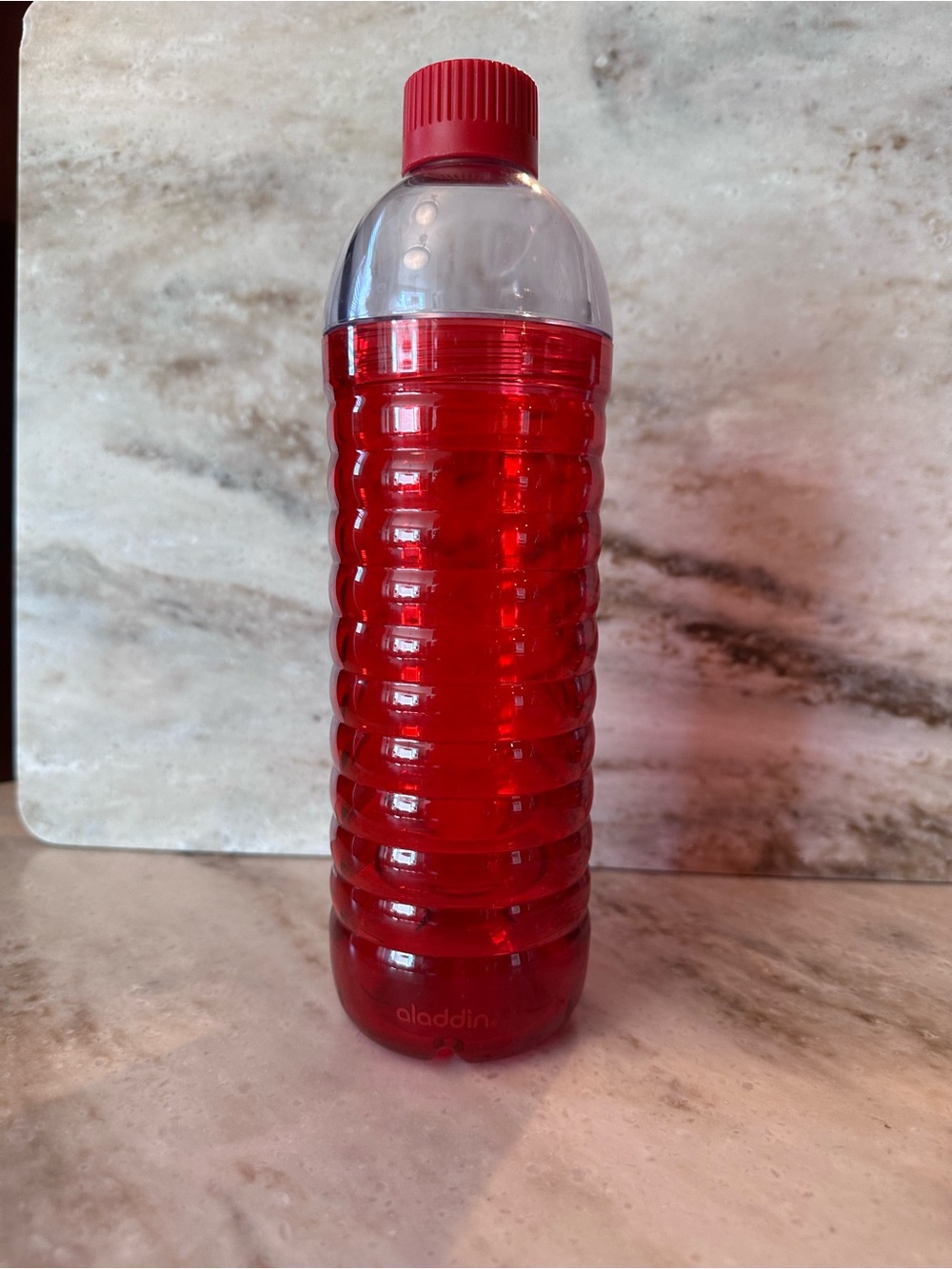 Aladdin 2 Way Lid Water Vessel Drink Bottle 18oz Easy Add Ice & Cleaning Red